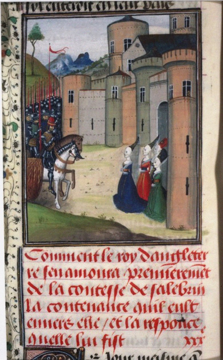 İngiltere Kralı III. Edward ve Catherine Grandison. Jean de Wav tarafından Chroniques dAngleterre