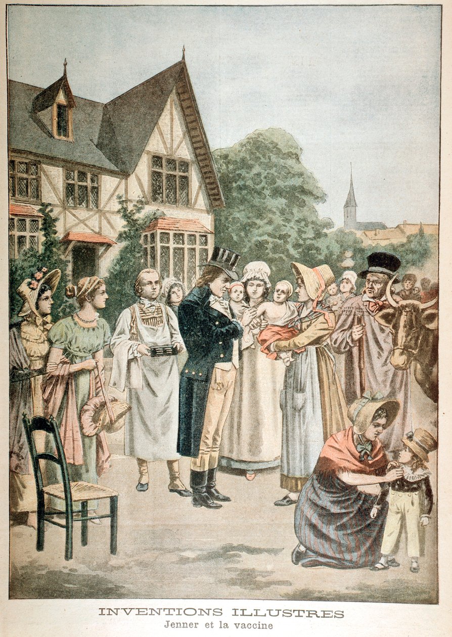 Edward Jenner 1749-1823 İngiliz doktor, çocuğu Cowpox serumu ile aşılıyor, 1901 by Unbekannt