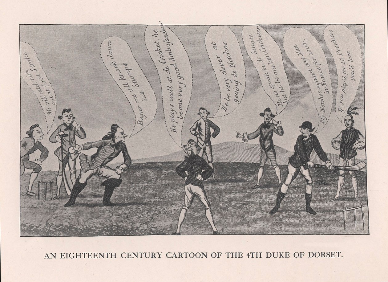 Edward Sackville 1591-1652, 4. Dorset Dükü, kriket oynuyor, 18. yüzyıl 1912 by Unbekannt