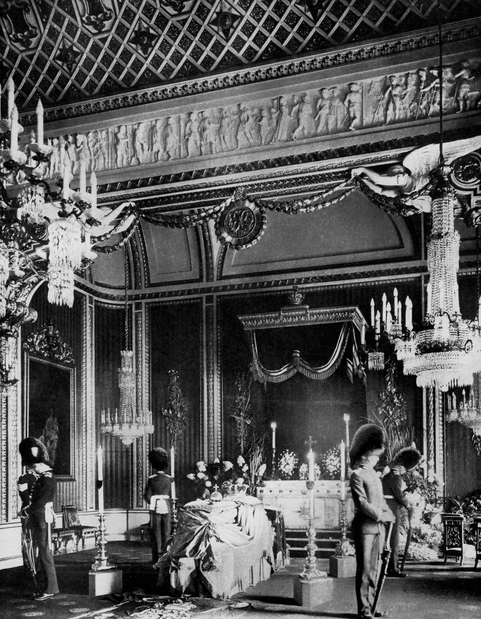 Edward VII devlette yatıyor, Taht Odası, Buckingham Sarayı, Londra, 1910 1937 by Unbekannt