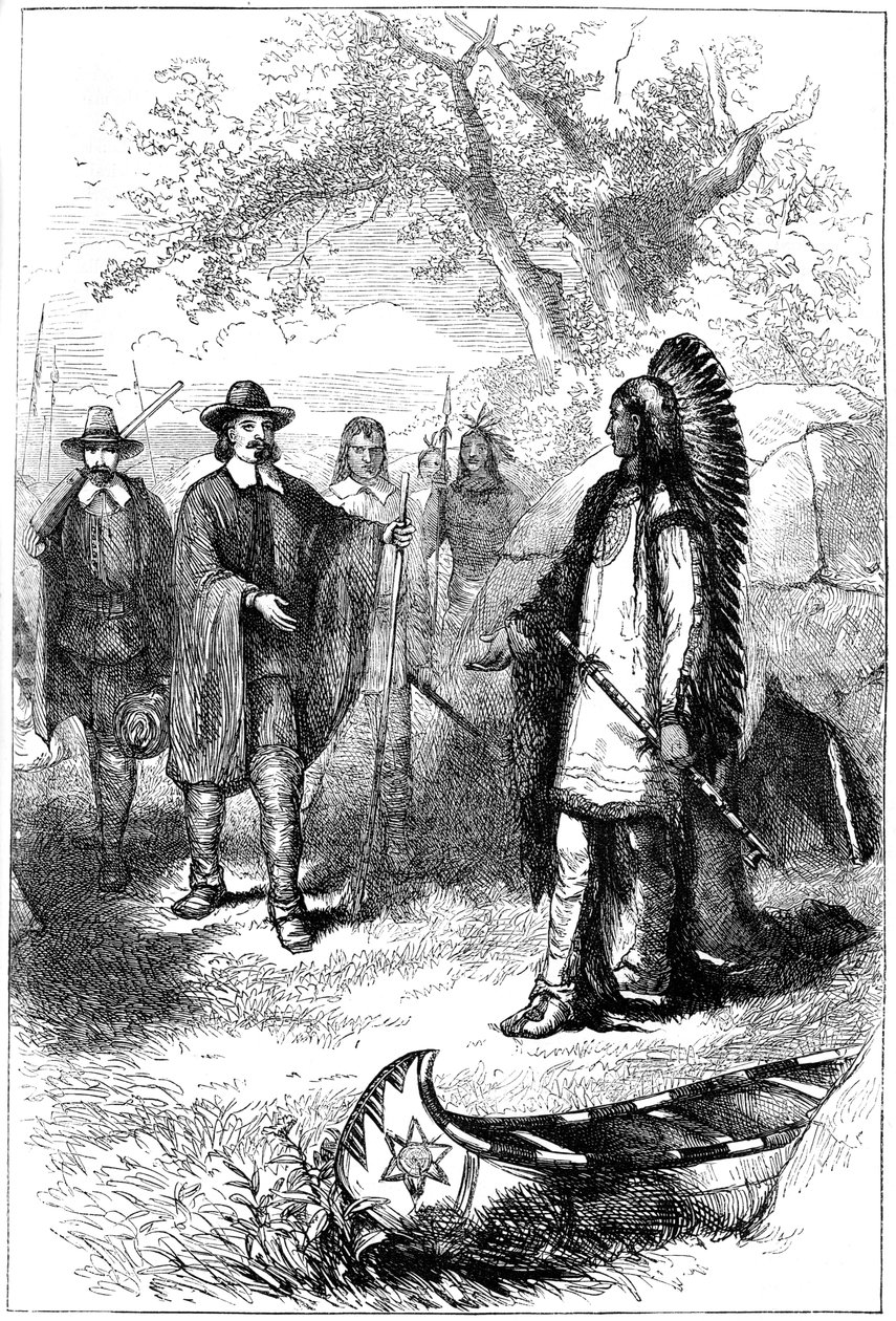 Edward Winslows Massasoit ziyareti, 17. yüzyıl c1880 by Unbekannt