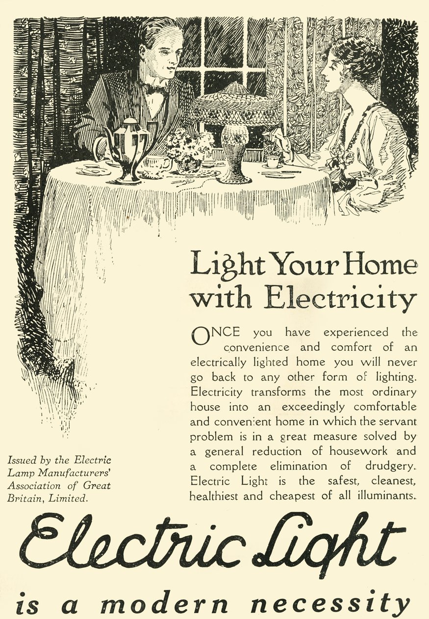 Elektrik Işığı modern bir ihtiyaçtır, 1920. by Unbekannt