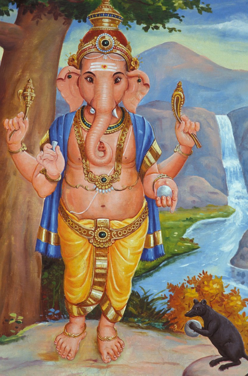 Fil başlı Hindu tanrısı Ganesh ve faresi Inde by Unbekannt