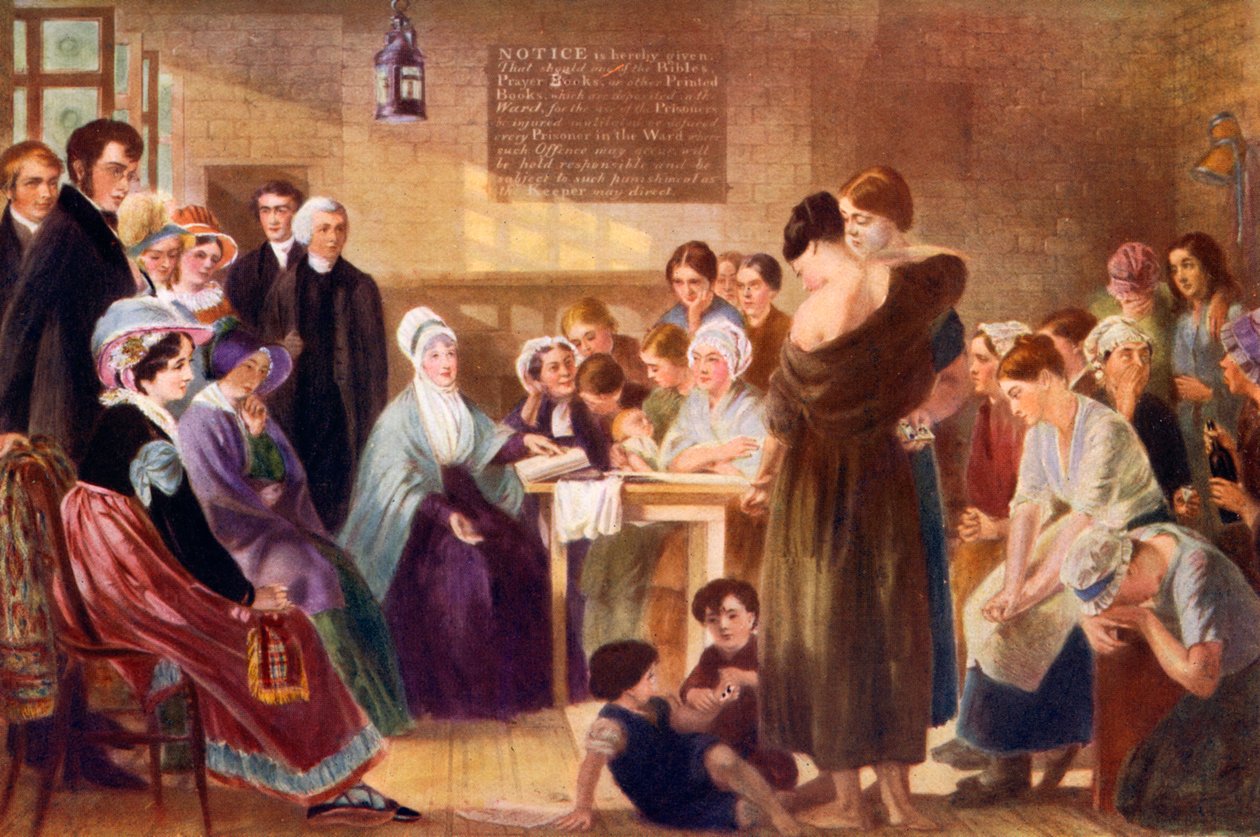 Elizabeth Fry 1780-1845, Newgate Hapishanesini ziyaret ediyor, 1926 by Unbekannt