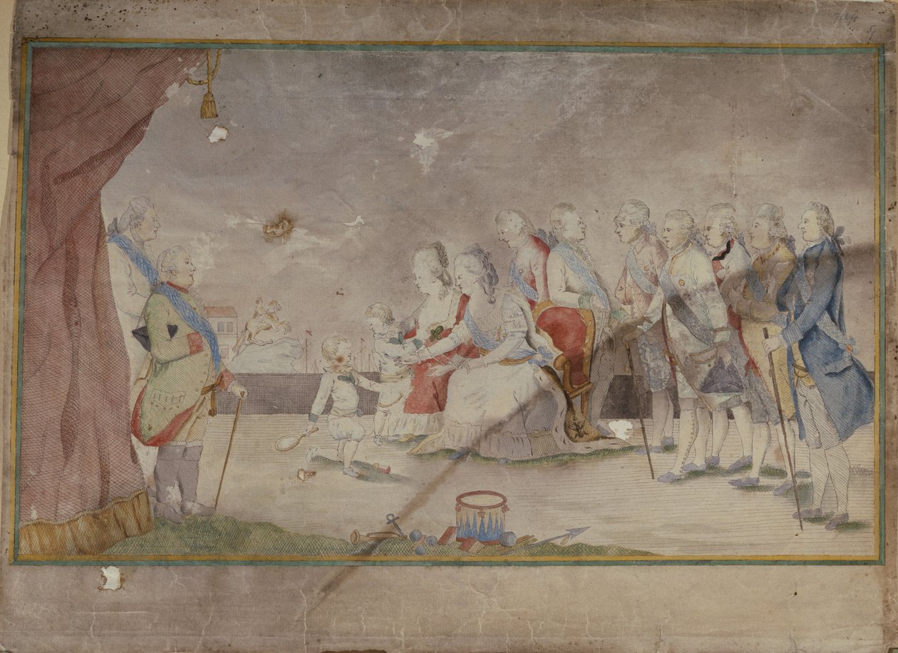 Ailesi ve saray mensupları ile İmparatoriçe II. Catherine, 1780