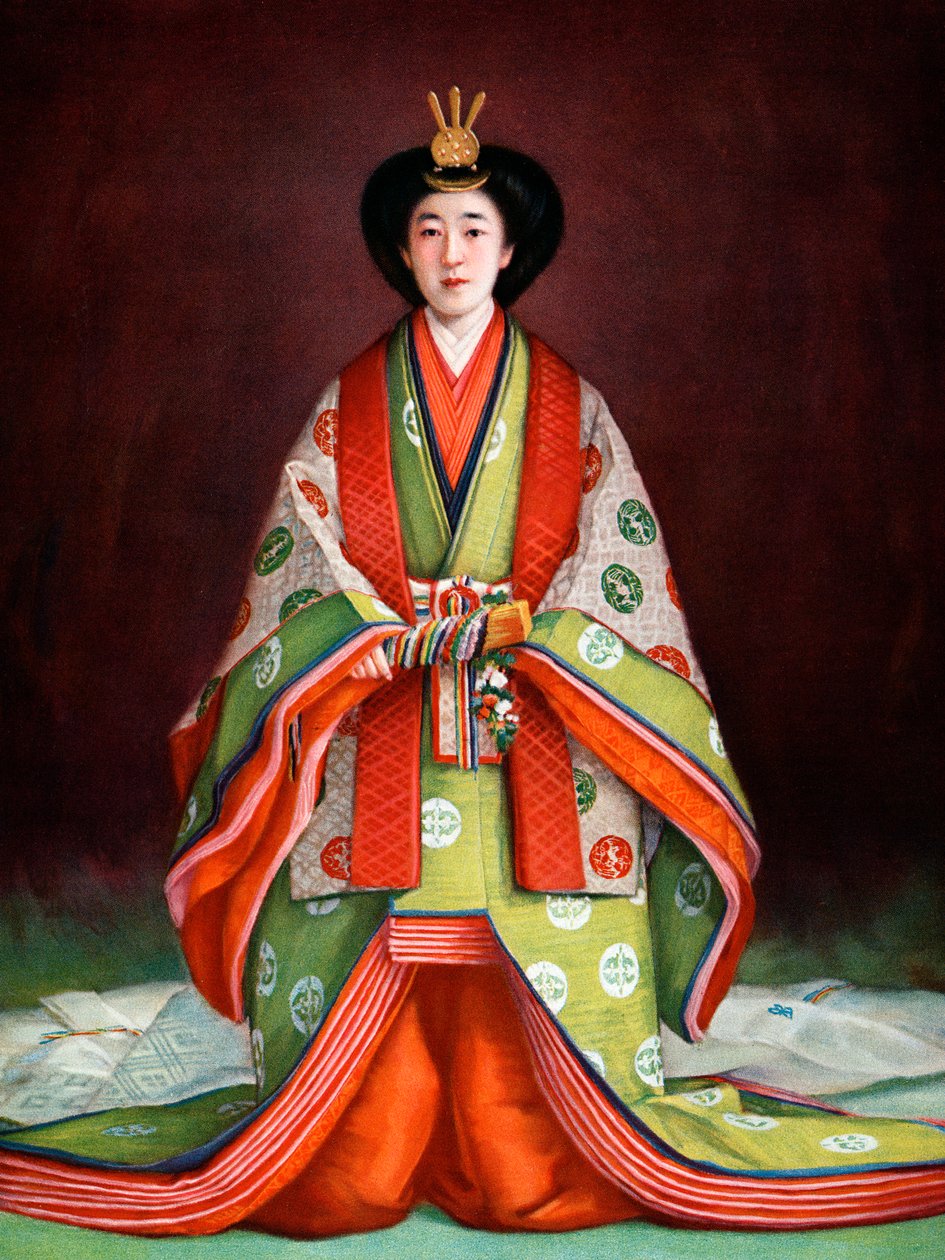 Japonya İmparatoriçesi Nagako, taç giyme kıyafetleri içinde, c1924 by Unbekannt