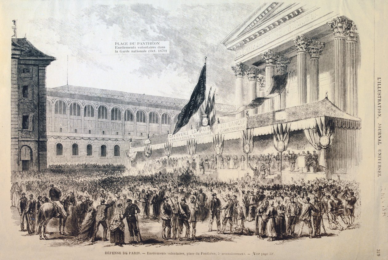Gönüllülerin Ulusal Muhafızlara Kaydedilmesi, Place du Pantheon, Paris, 1870-1871 by Unbekannt