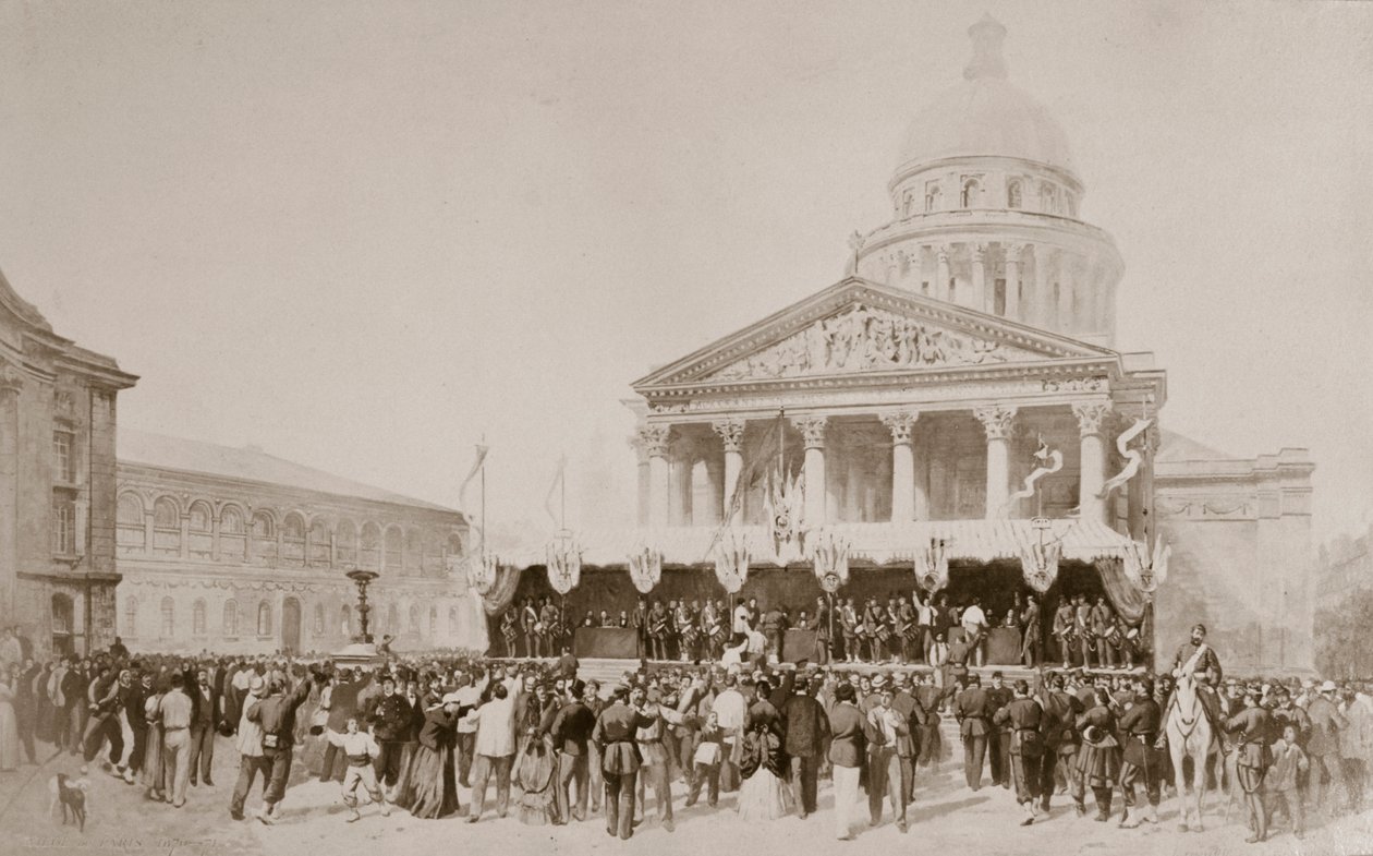 Ulusal Muhafızlara gönüllülerin kaydedilmesi, Place du Pantheon, Paris, 1870-1871 by Unbekannt