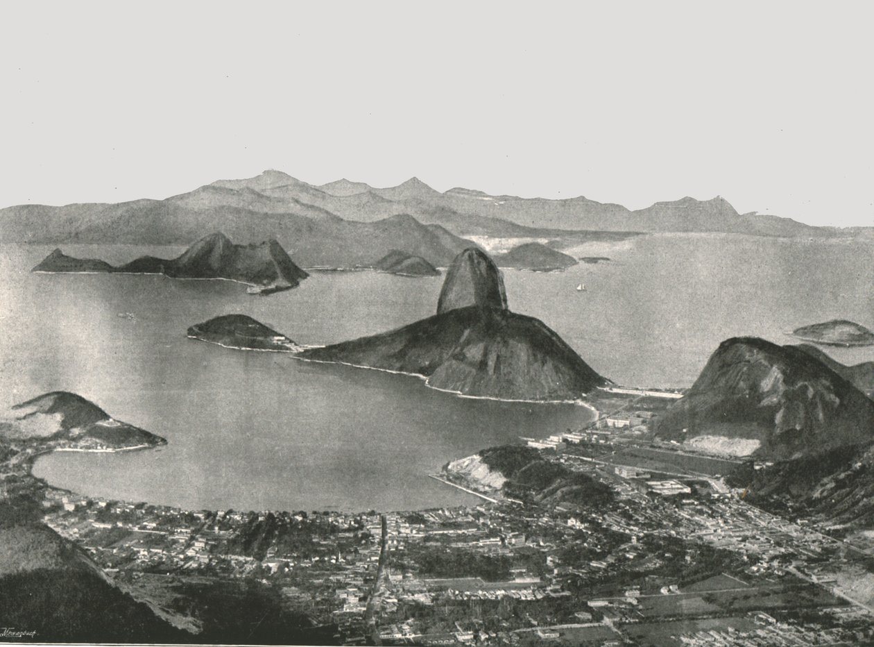 Corcovado zirvesinden körfeze giriş, Rio de Janeiro, Brezilya, 1895. by Unbekannt