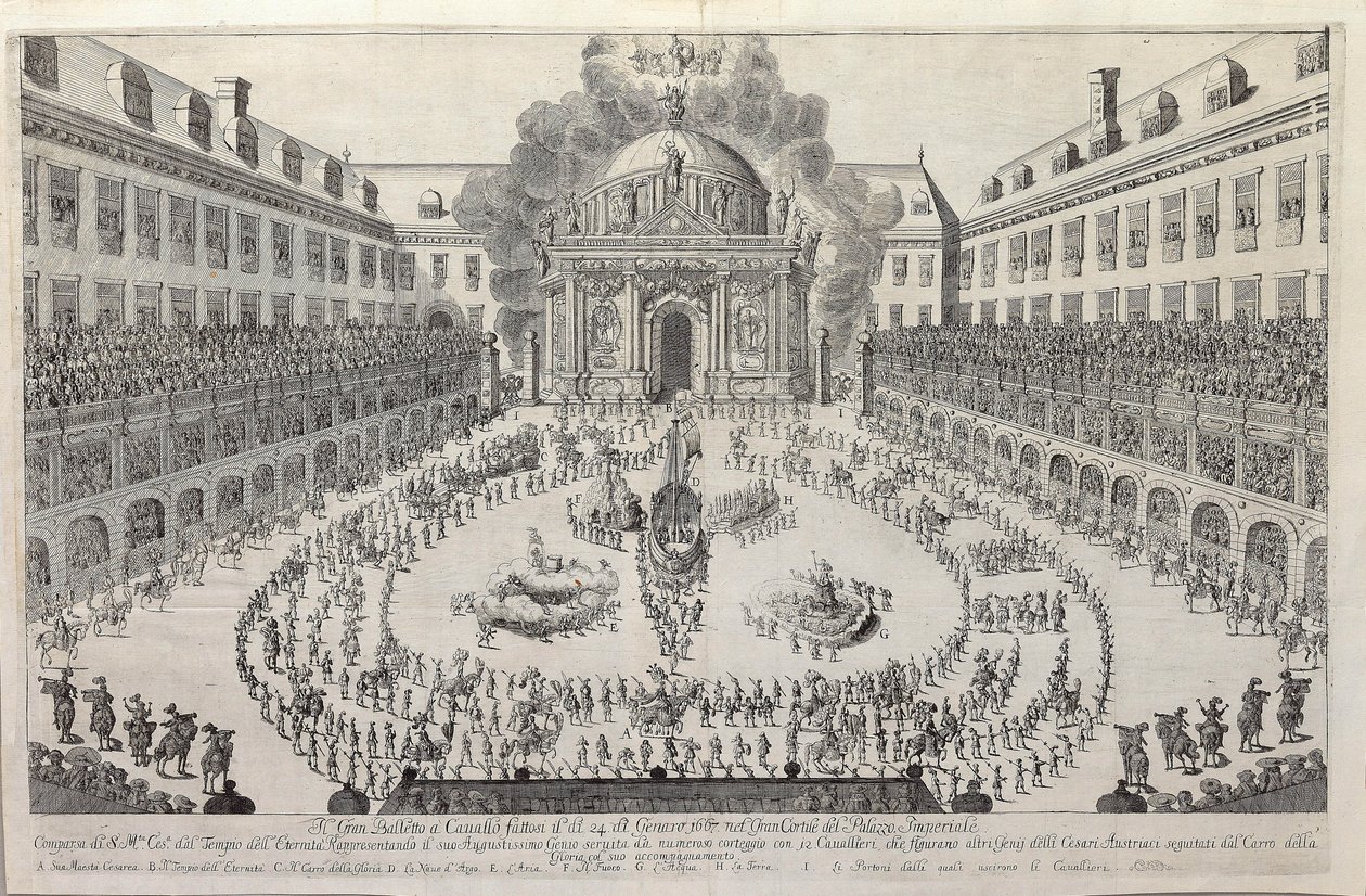 Viyana Hofburg avlusunda atlı bale, 1667. by Unbekannt