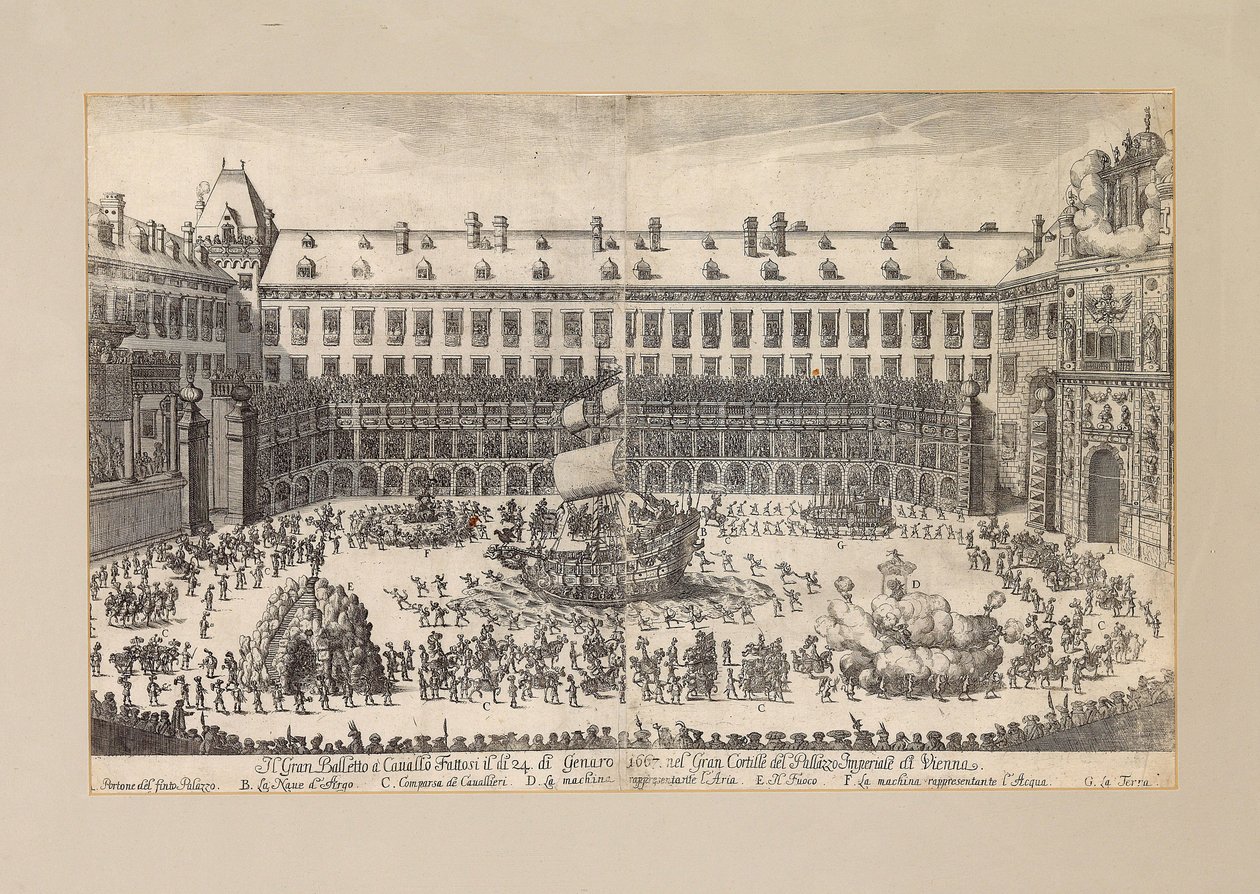 Viyana Hofburg avlusunda atlı bale ..., 1667. by Unbekannt