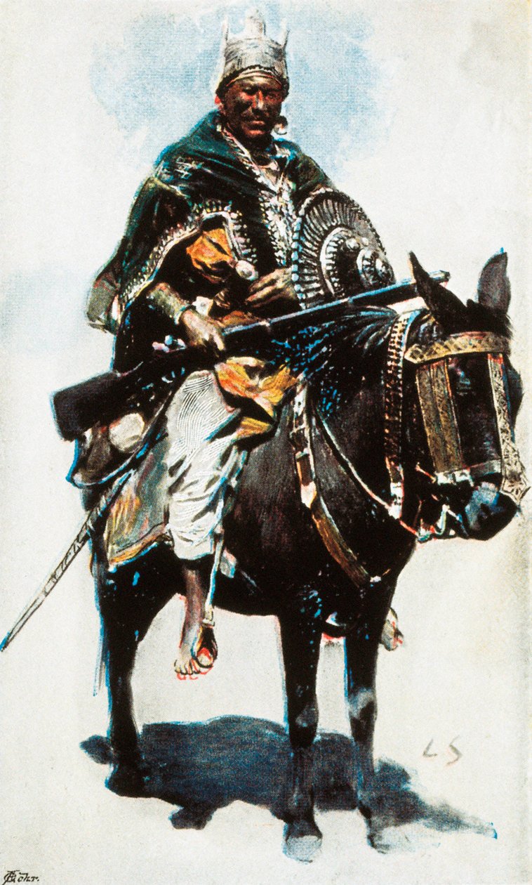 Etiyopya Savaşı : Menelik II (1844-1913) portresi, Etiyopya imparatoru (negus) (1889-1913) 20. yüzyıl renkli fotoğraf by Unbekannt