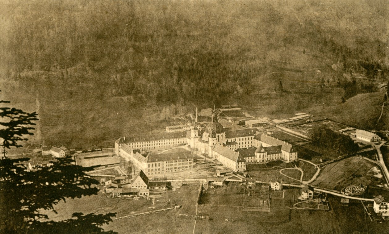 Kuzey yamacından Ettal Manastırı, Bavyera, Almanya, c1922. by Unbekannt