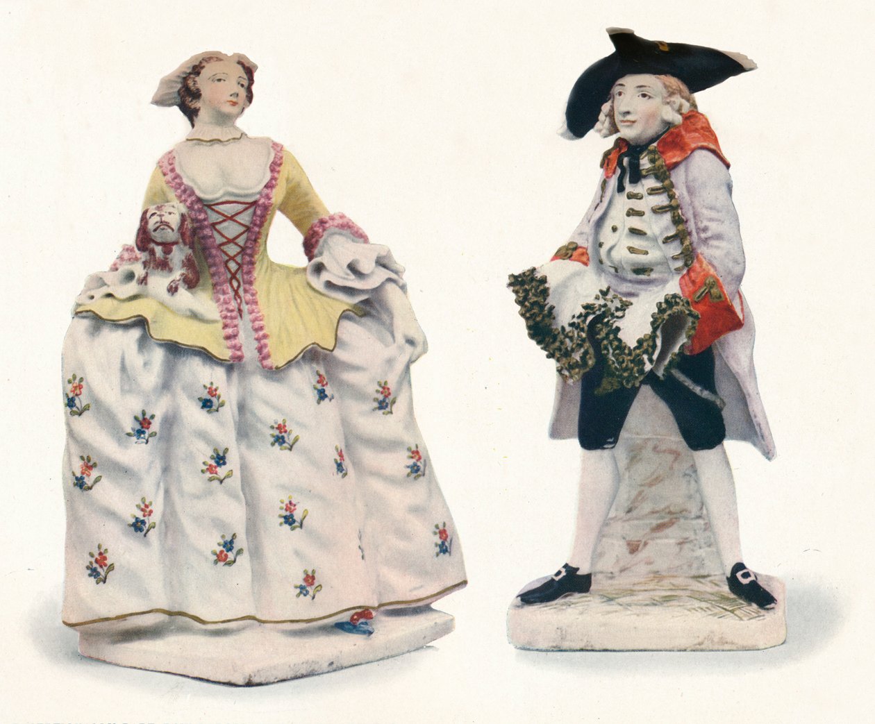 Renklerle Dekore Edilmiş Olağanüstü Nadir Yaylı Porselen Figürler, c1750 by Unbekannt