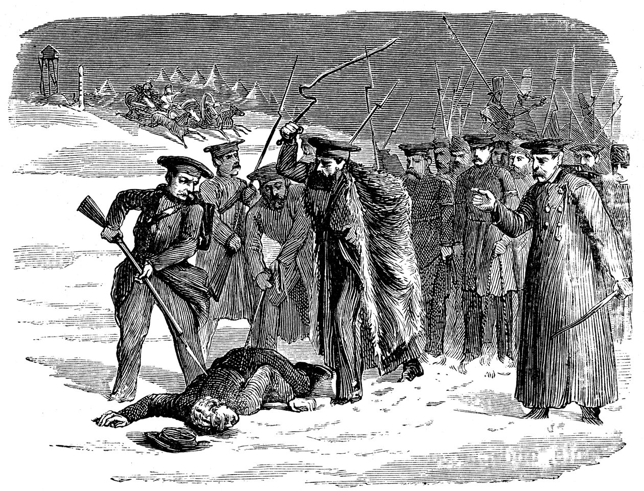 Sürgün edilen Rus mahkumun disiplin cezası alması, 1874 by Unbekannt