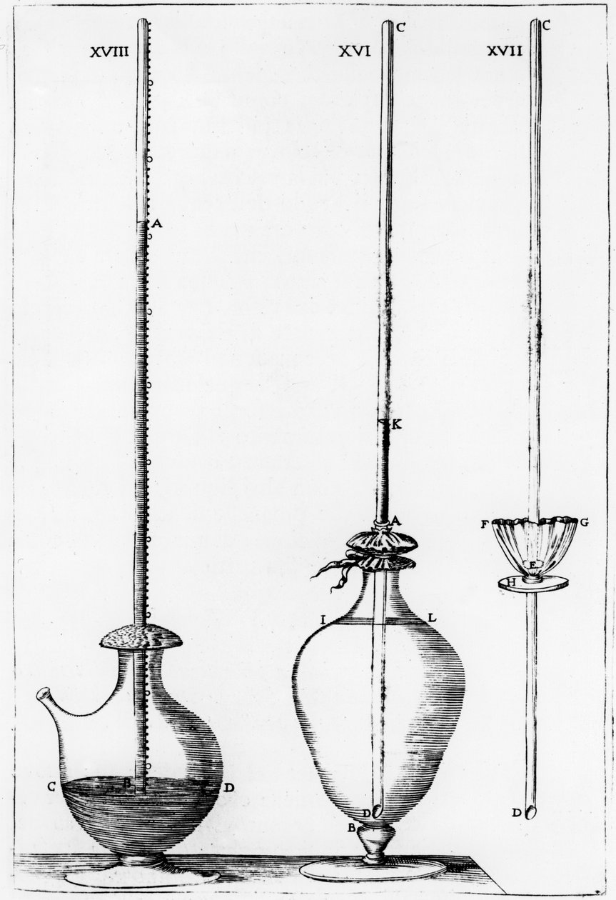 Accademia dell Cimento tarafından kullanılan deneysel barometreler, Floransa, İtalya, 1691 by Unbekannt