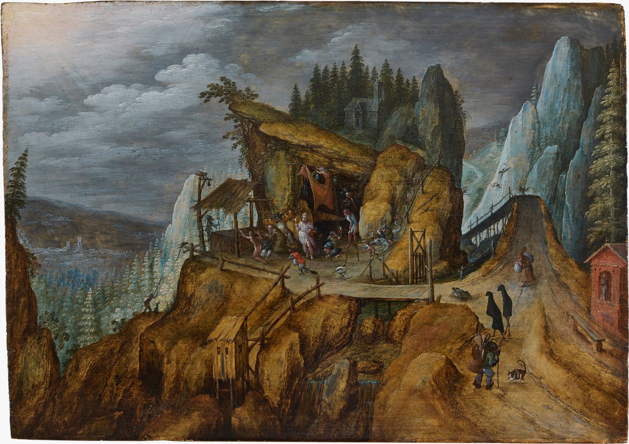 Aziz Anthony Günaha ile fantastik kayalık manzara, 1600. by Unbekannt