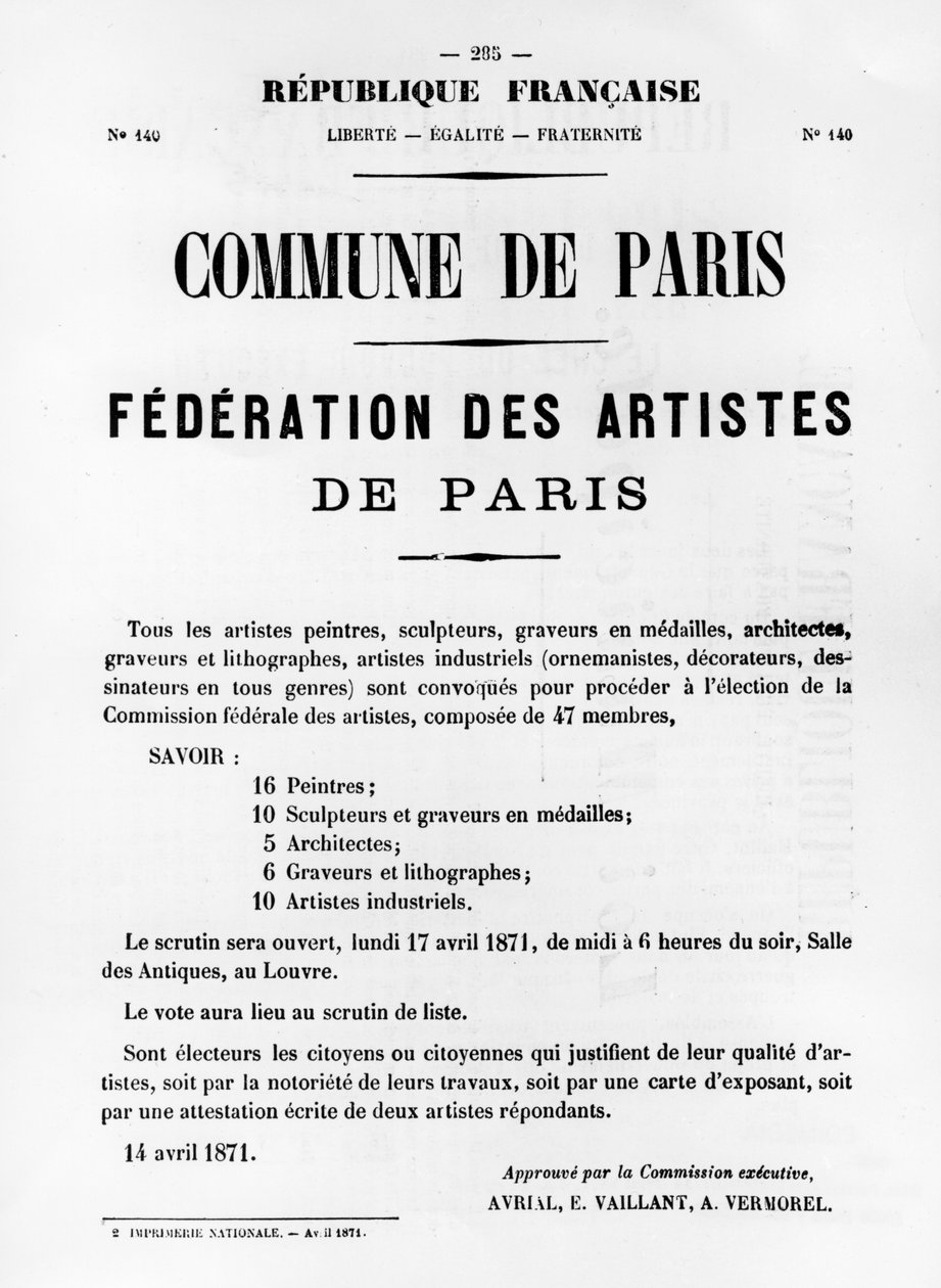 Federation des Artistes, Paris Komünü