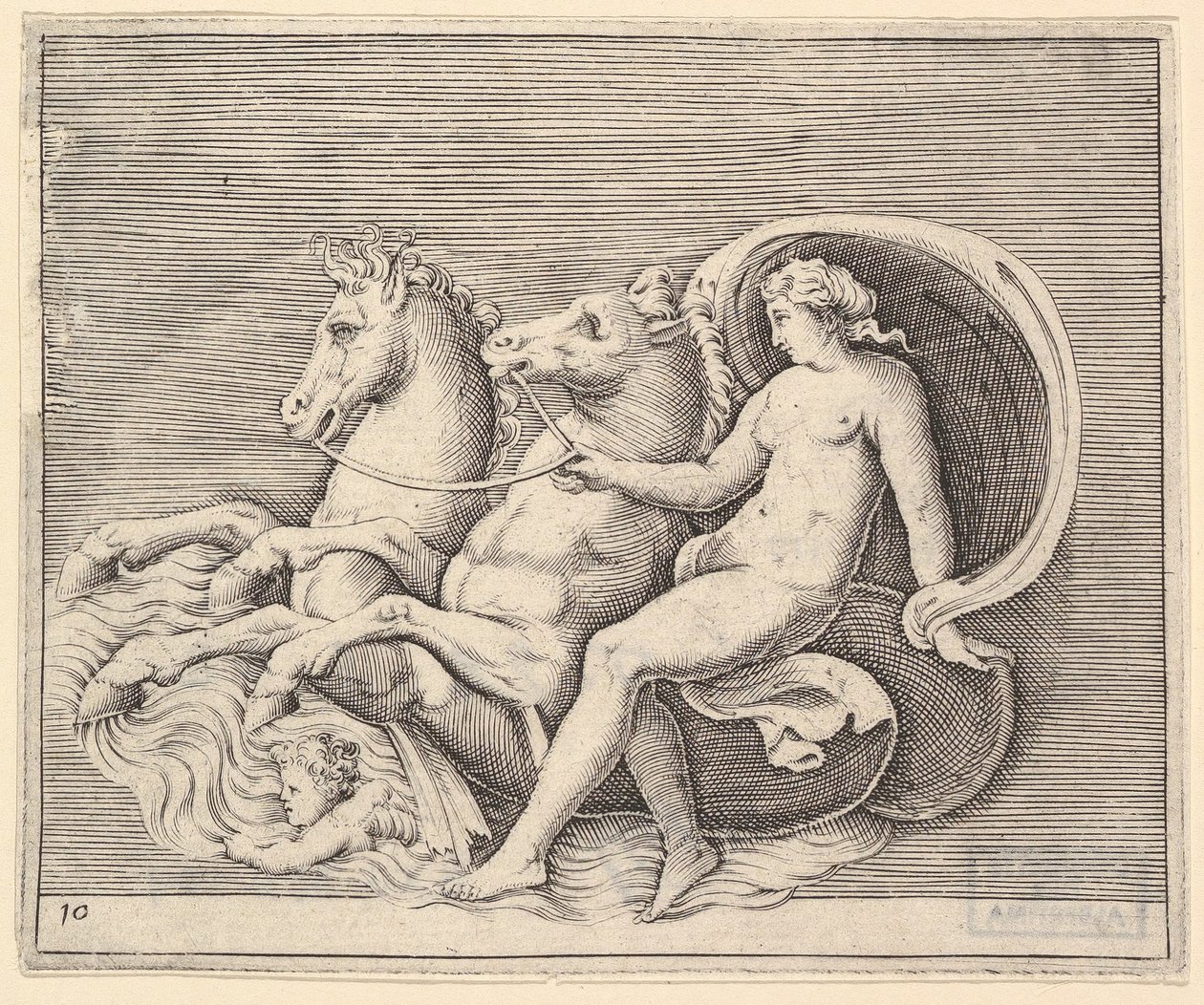 İki Denizatı ile Çıplak Kadın, yayınlanmış ca. 1599-1622. by Unbekannt
