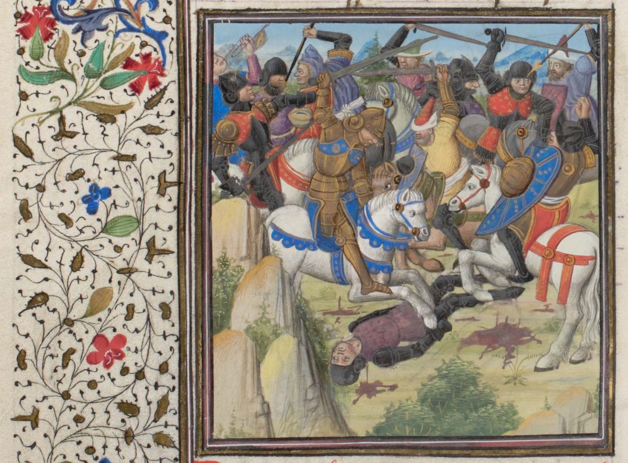 Saladin yönetiminde Hıristiyanlar ve Sarazenler arasında savaşın. Tire William tarafından Historia