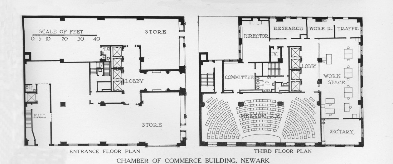 Kat planları, Ticaret Odası Binası, Newark, New Jersey, 1924 by Unbekannt