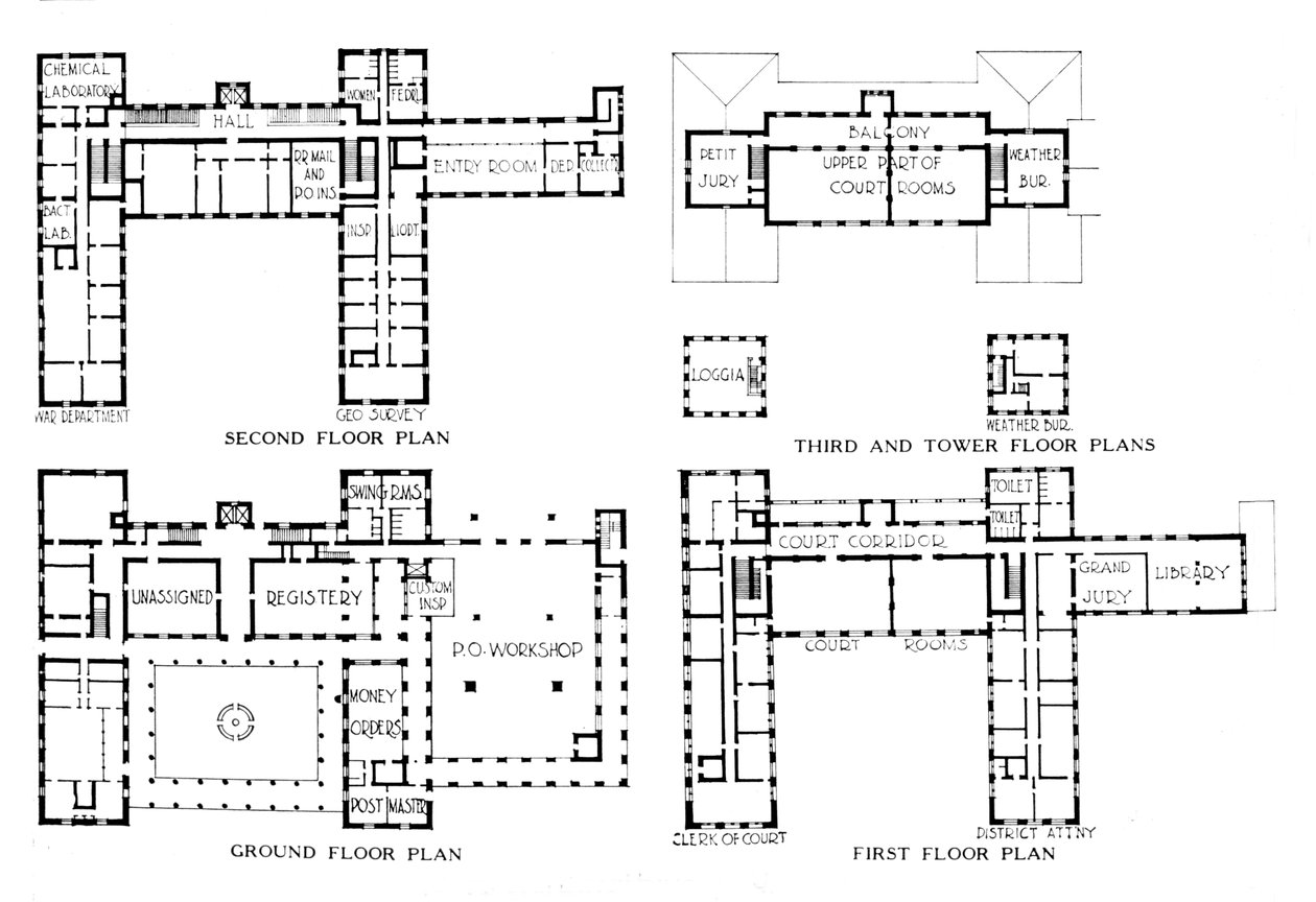 Kat planları, Federal Bina, Honolulu, Hawaii, 1924 by Unbekannt