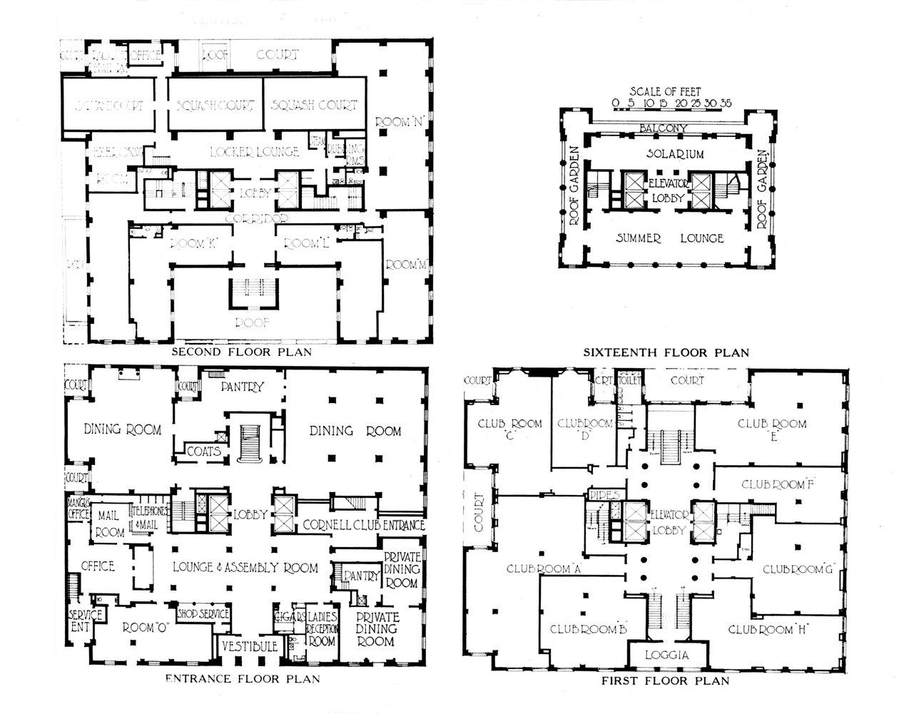 Kat planları, Kardeşlik Kulüpleri Binası, New York, 1924 by Unbekannt