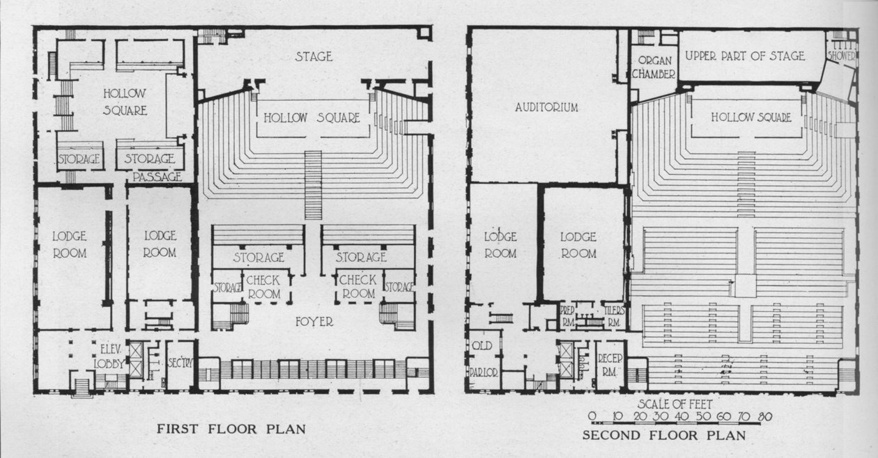 Kat planları, Mason Tapınağı, Birmingham, Alabama, 1924 by Unbekannt