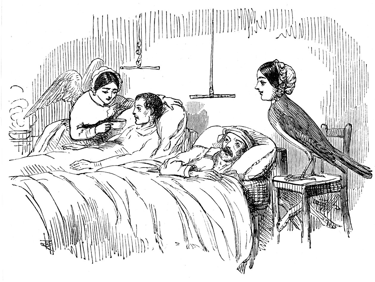Florence Nightingale iş yerinde bir hemşireyi izliyor, 1854 by Unbekannt