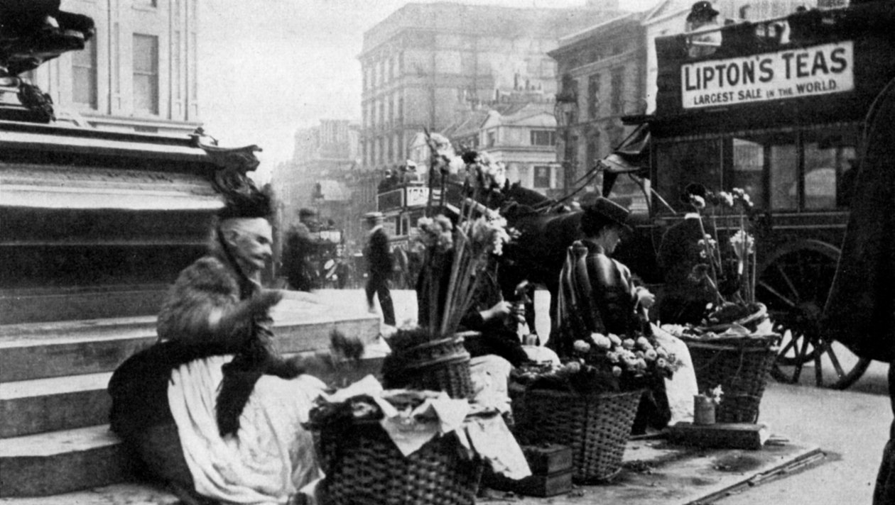 Piccadilly Circus'taki çiçek satıcıları, Londra, 1901 1951 by Unbekannt