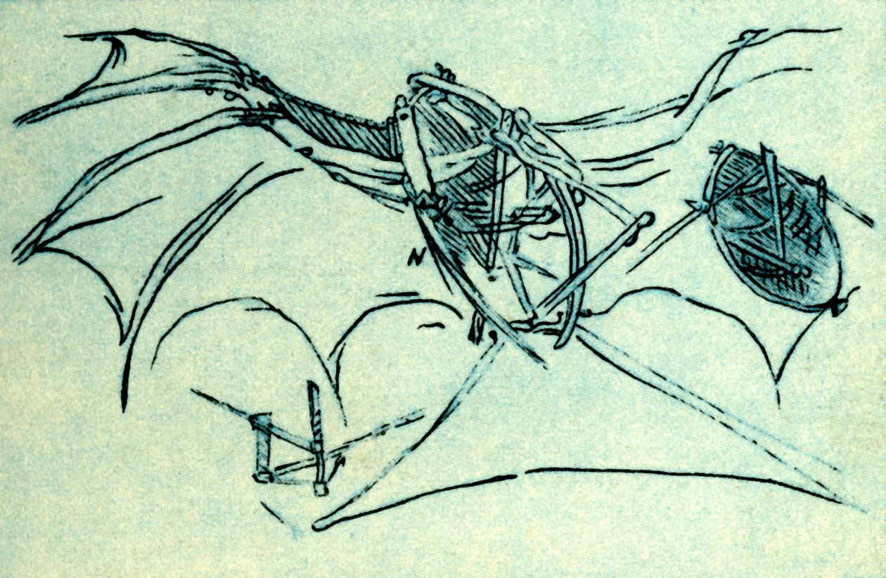 Leonardo da Vinci tarafından tasarlanan uçan makine, c1485, 1932. by Unbekannt
