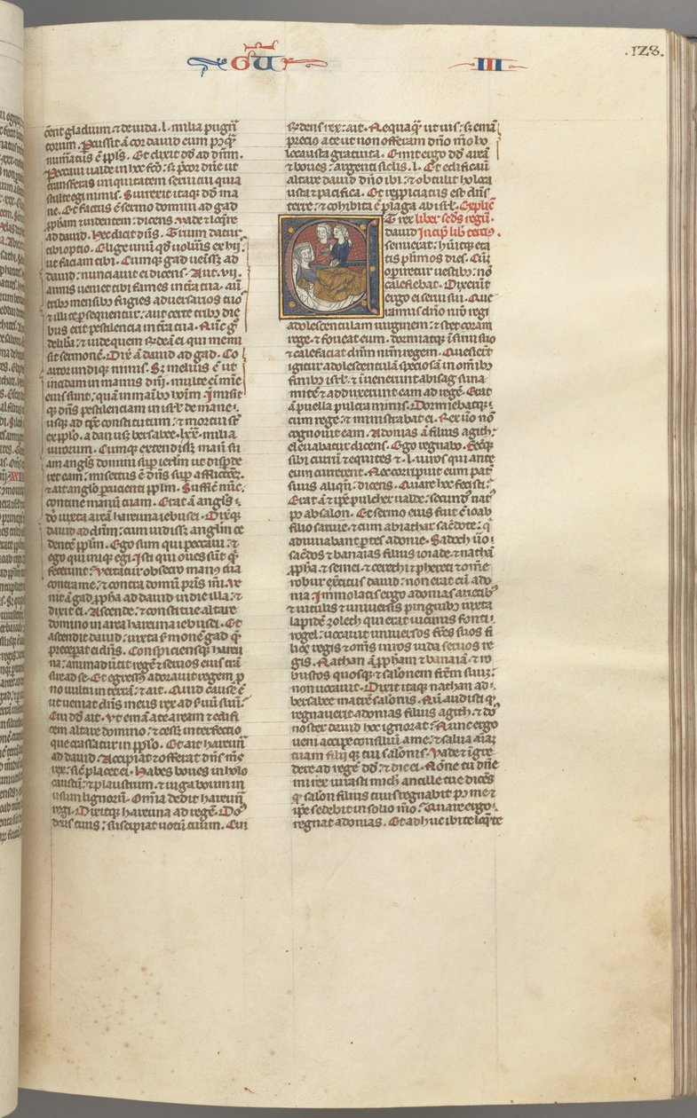 fol. 123r, Kings III, baş harfi E, Abishag