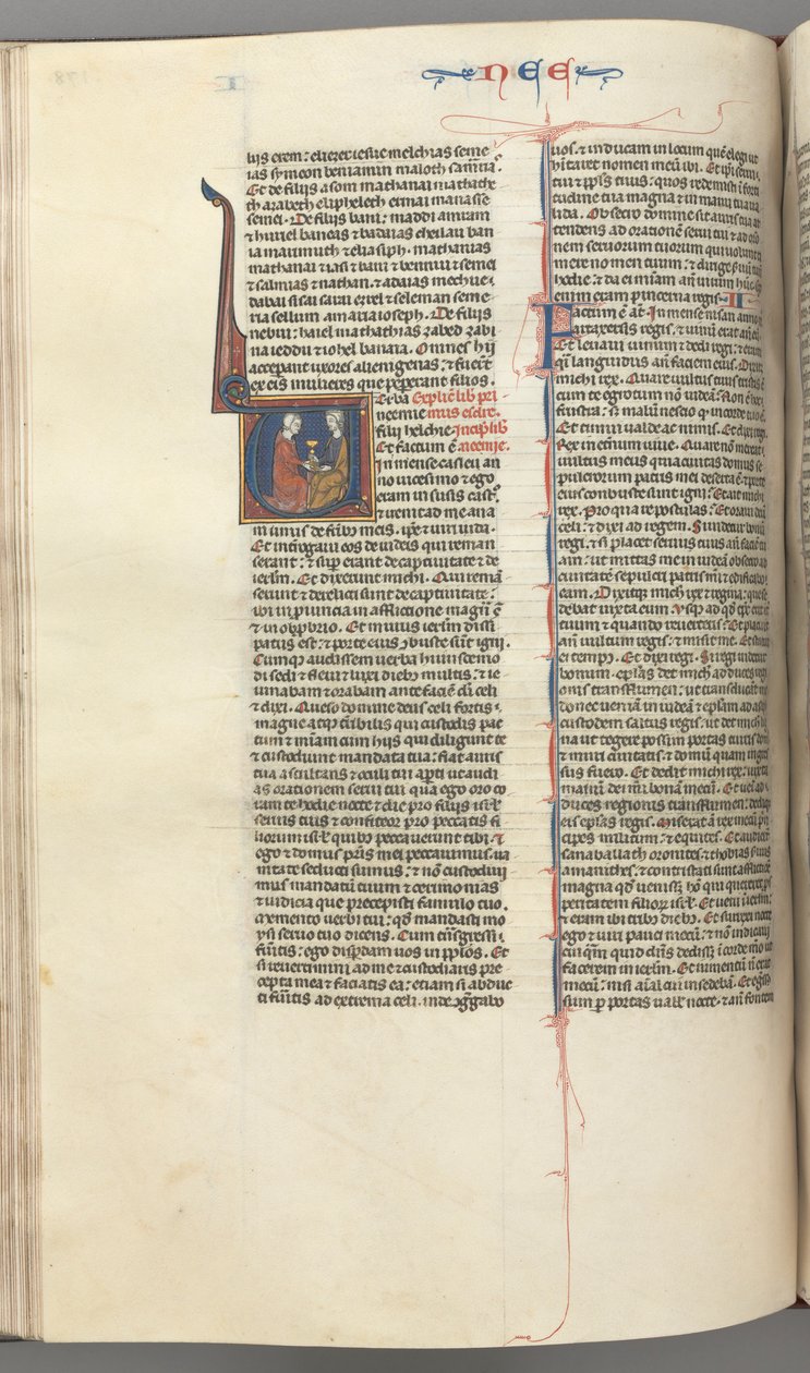 fol. 178v, Nehemya, ilk V, Nehemya altın kupayı Artaxerxes