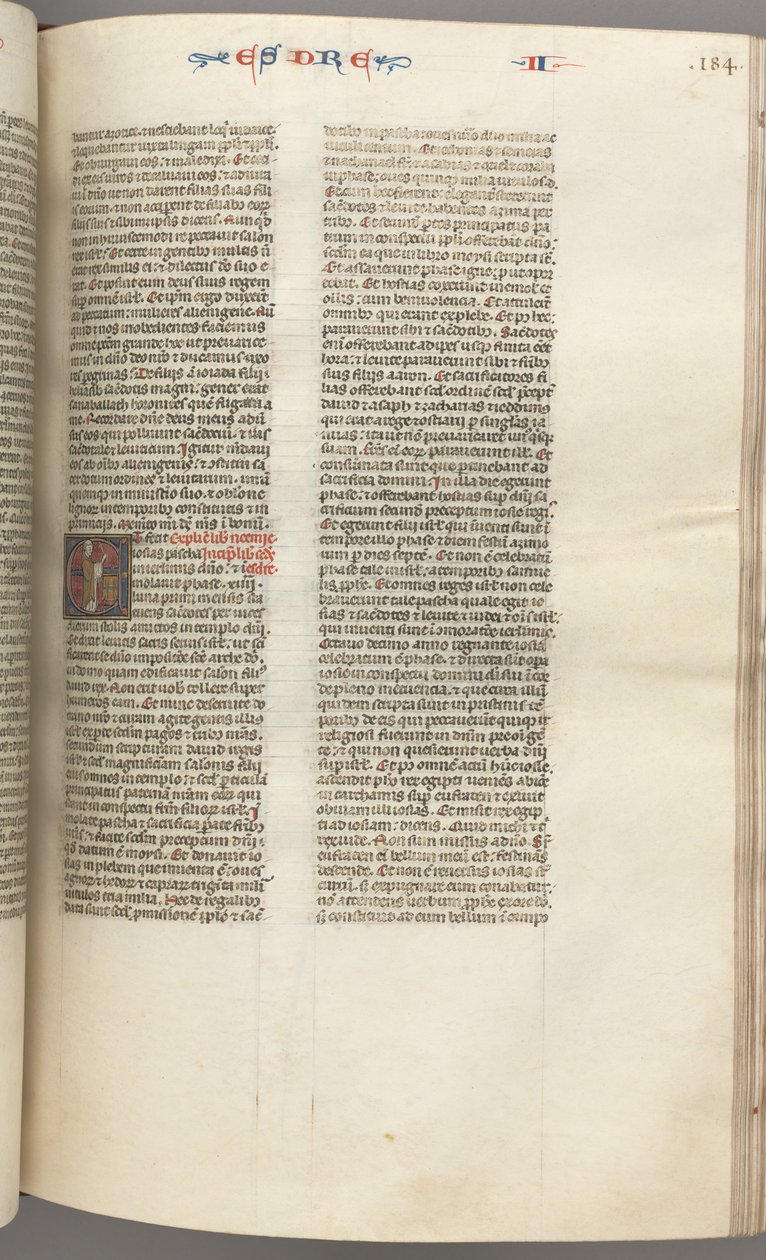 fol. 184r, Ezra II, ilk E harfini tarihlendirdi, bir sunağı tütsüleyen bir rahip, c. 1275-1300. by Unbekannt