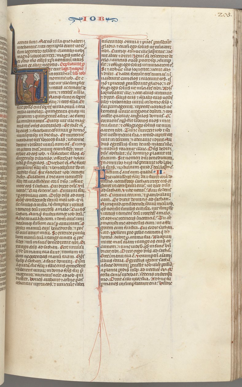 fol. 205r, Job, geçmişe göre V, Job çöp yığınının üzerinde altın bir küpe verildi, c. 1275-1300. by Unbekannt