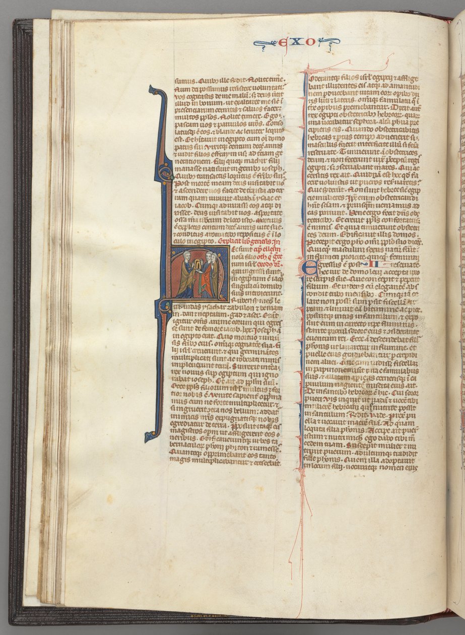 fol. 20v, Exodus, ilk H, Musa ve yasa tabletleriyle birlikte iki takipçi, c. 127 by Unbekannt