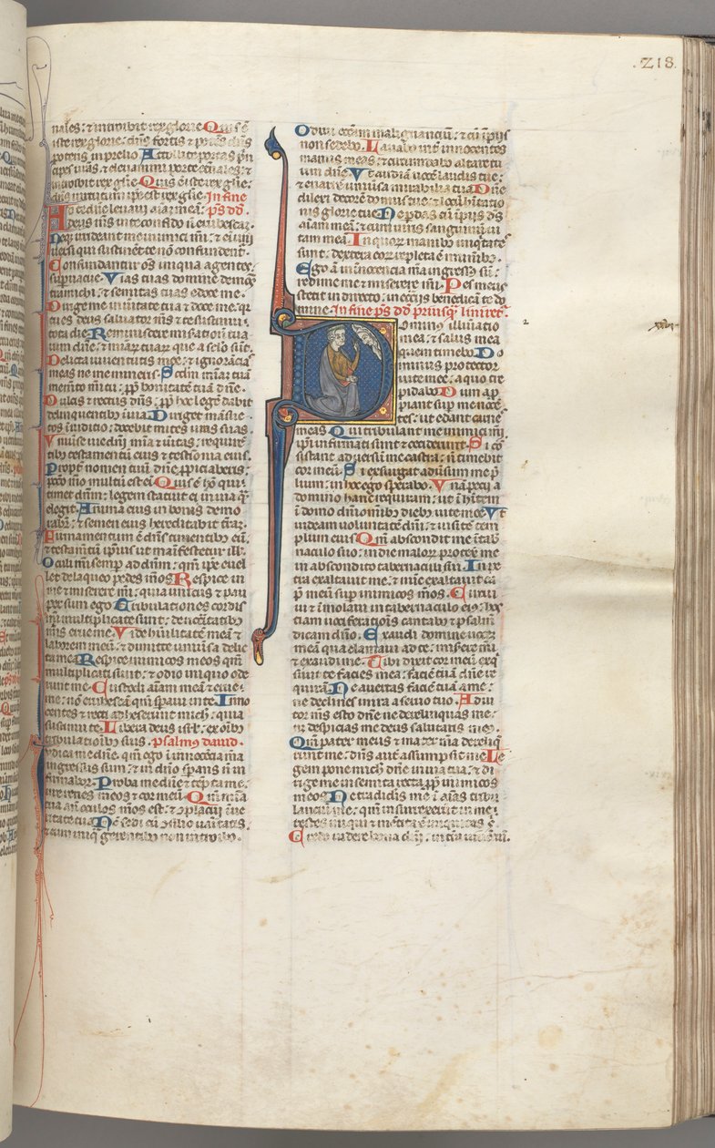 fol. 218r, Mezmur 26, baş harfi D, David diz çökmüş gözlerini, Tanrı