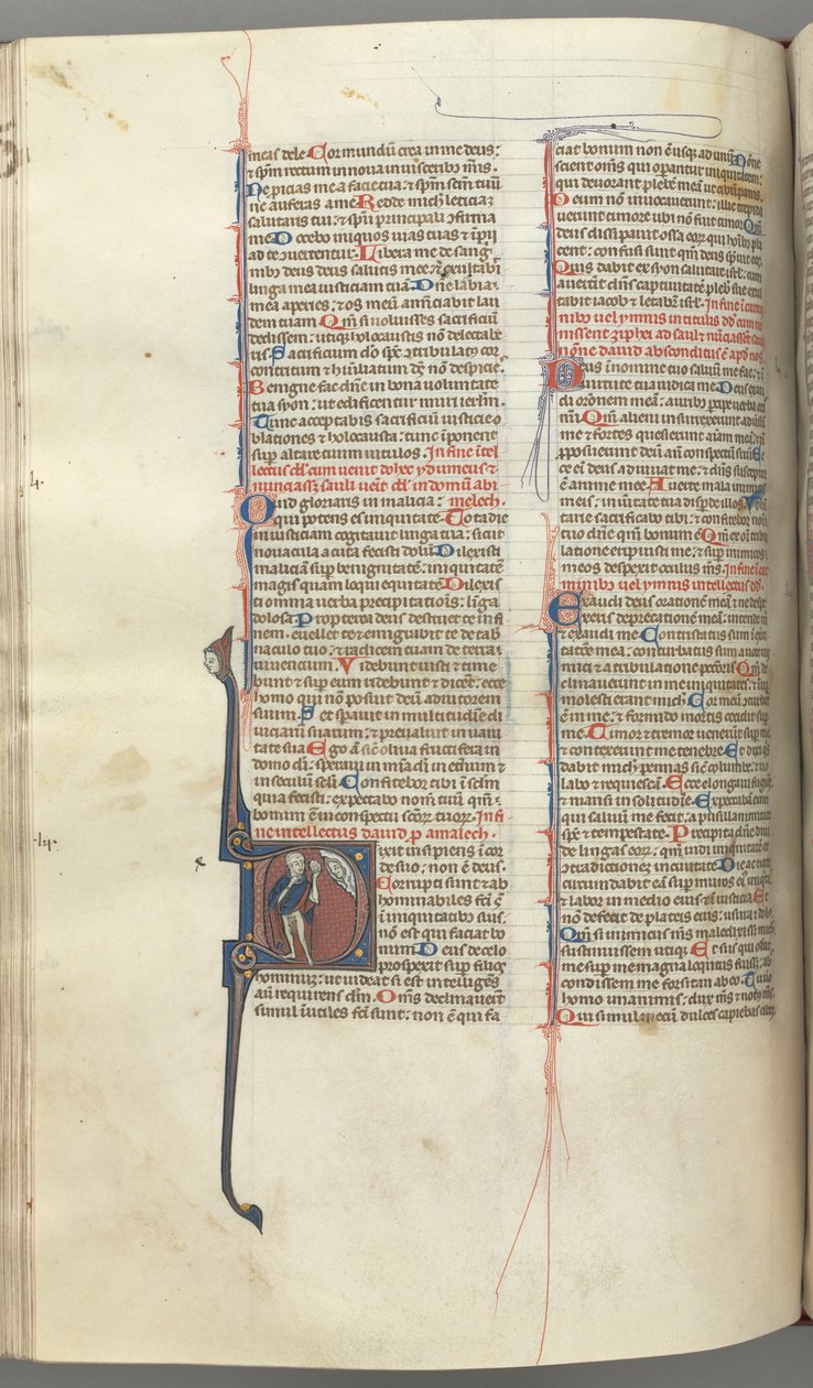 fol. 222v, Mezmur 52, baş harfi D, bir aptal çıplak ama bir pelerin için, bir mesane tutan..., c. 1 by Unbekannt