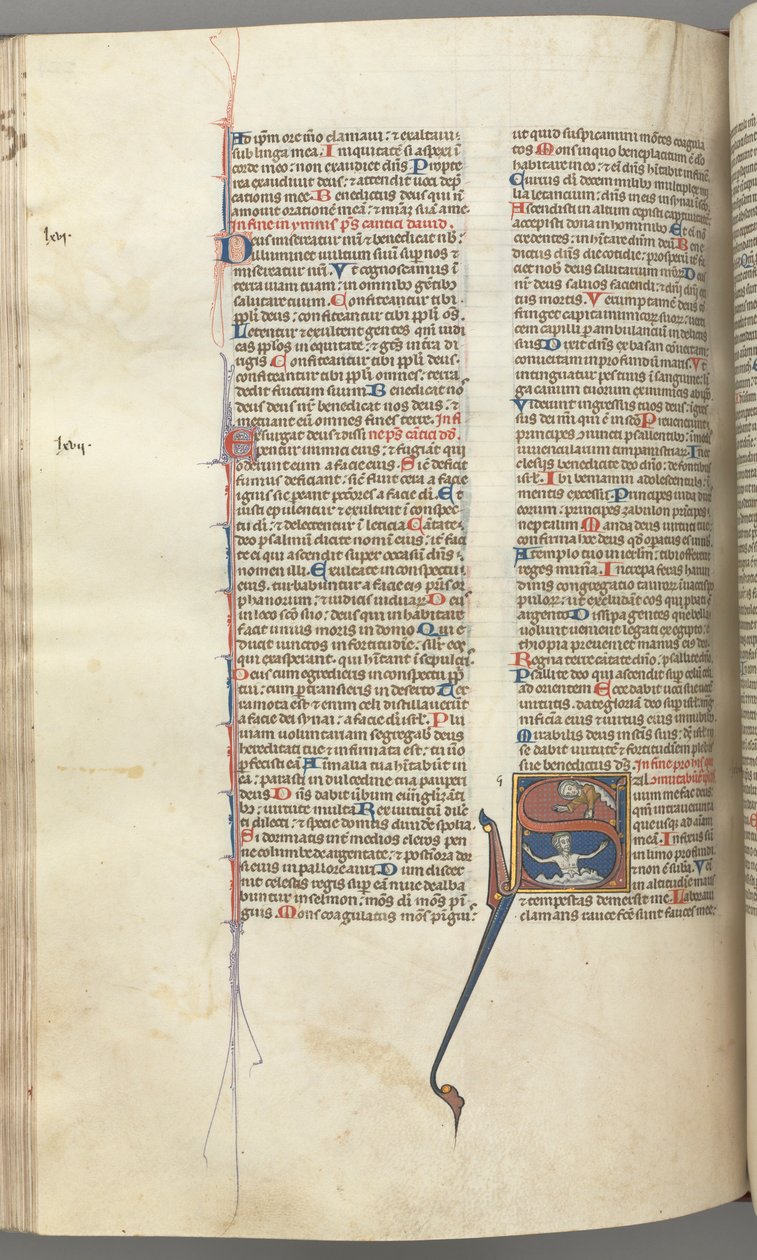fol. 224v, Mezmur 68, baş harfi S, David yukarıda Tanrı