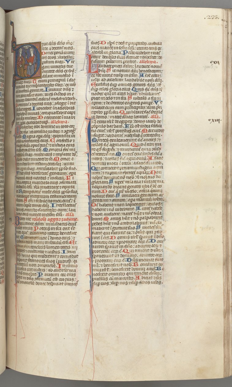 fol. 233r, Mezmur 109, baş harfi D, Tanrı Baba ve Oğul..., c. 1275-1300. by Unbekannt