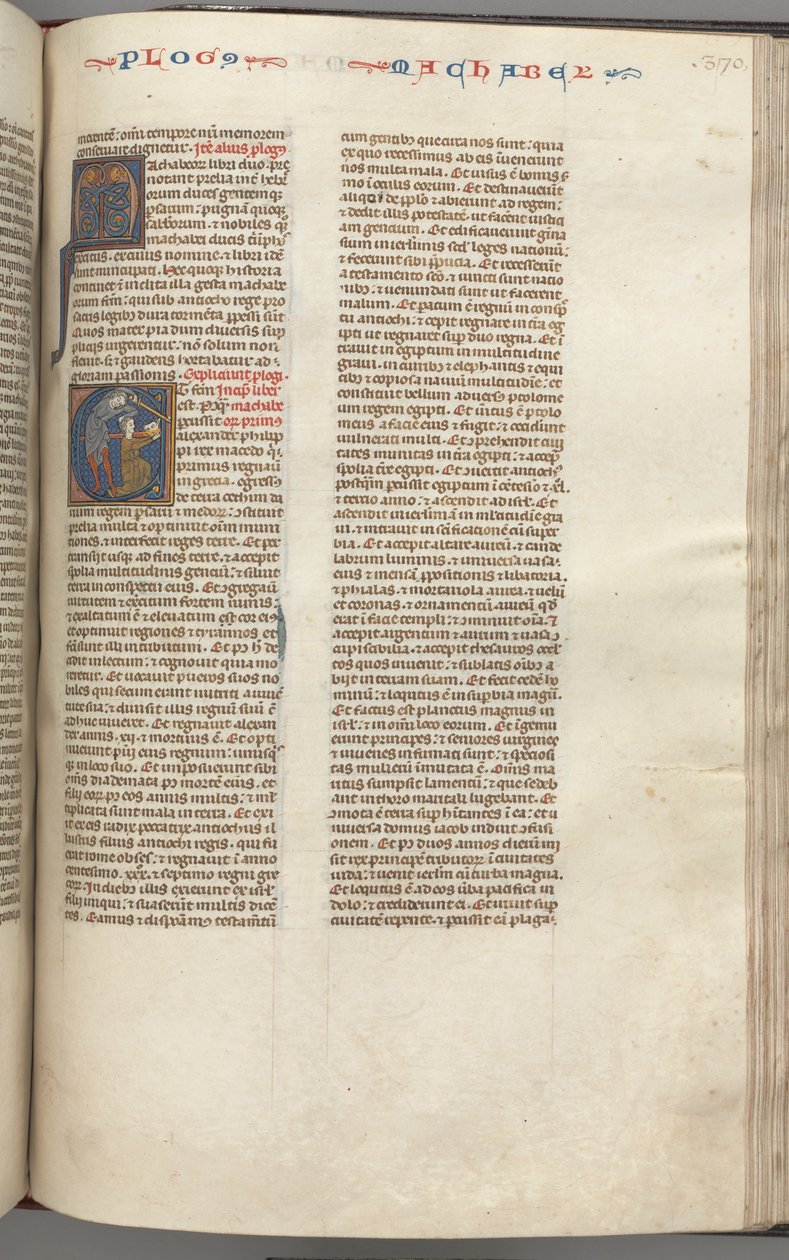 fol. 370r, Maccabees I, baş harfi E, Mathathias putperest Yahudi