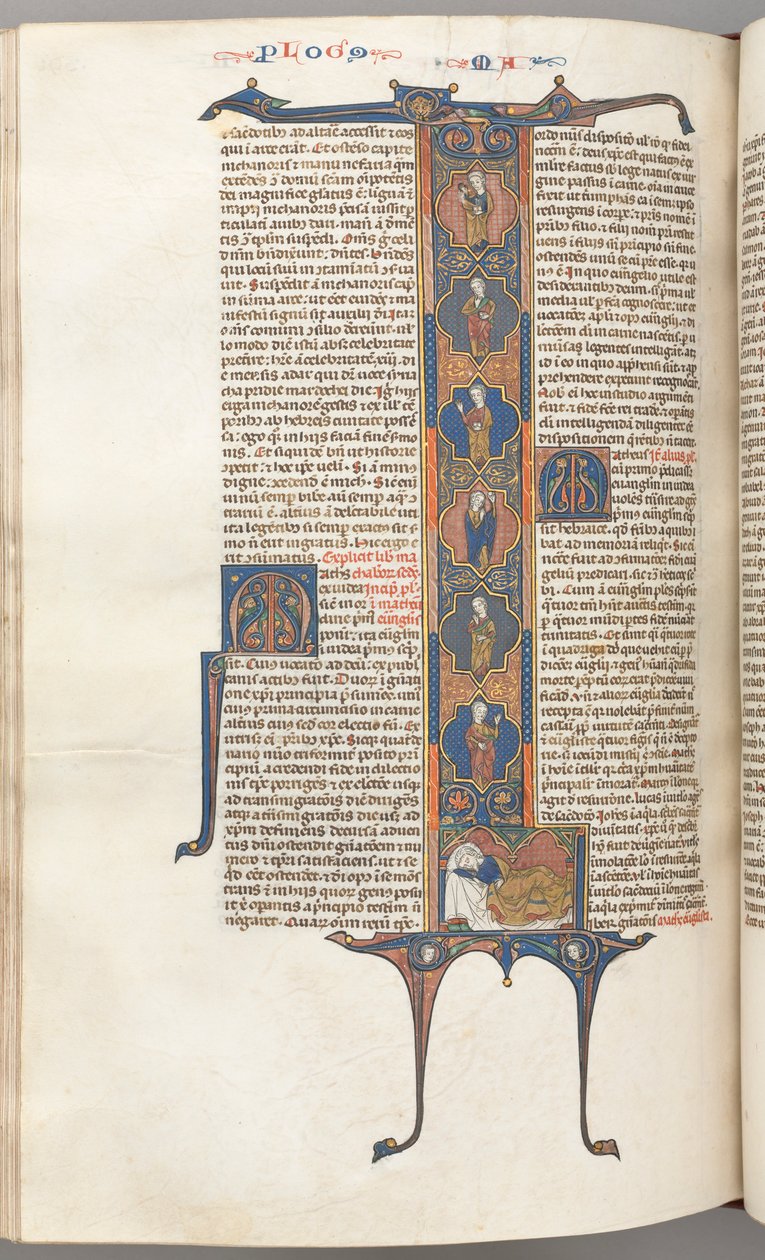 fol. 391v, Matthew, tam uzunlukta tarihlendirilmiş ilk L, Jesse Ağacı, uyuyan bir Jesse ile, c. by Unbekannt