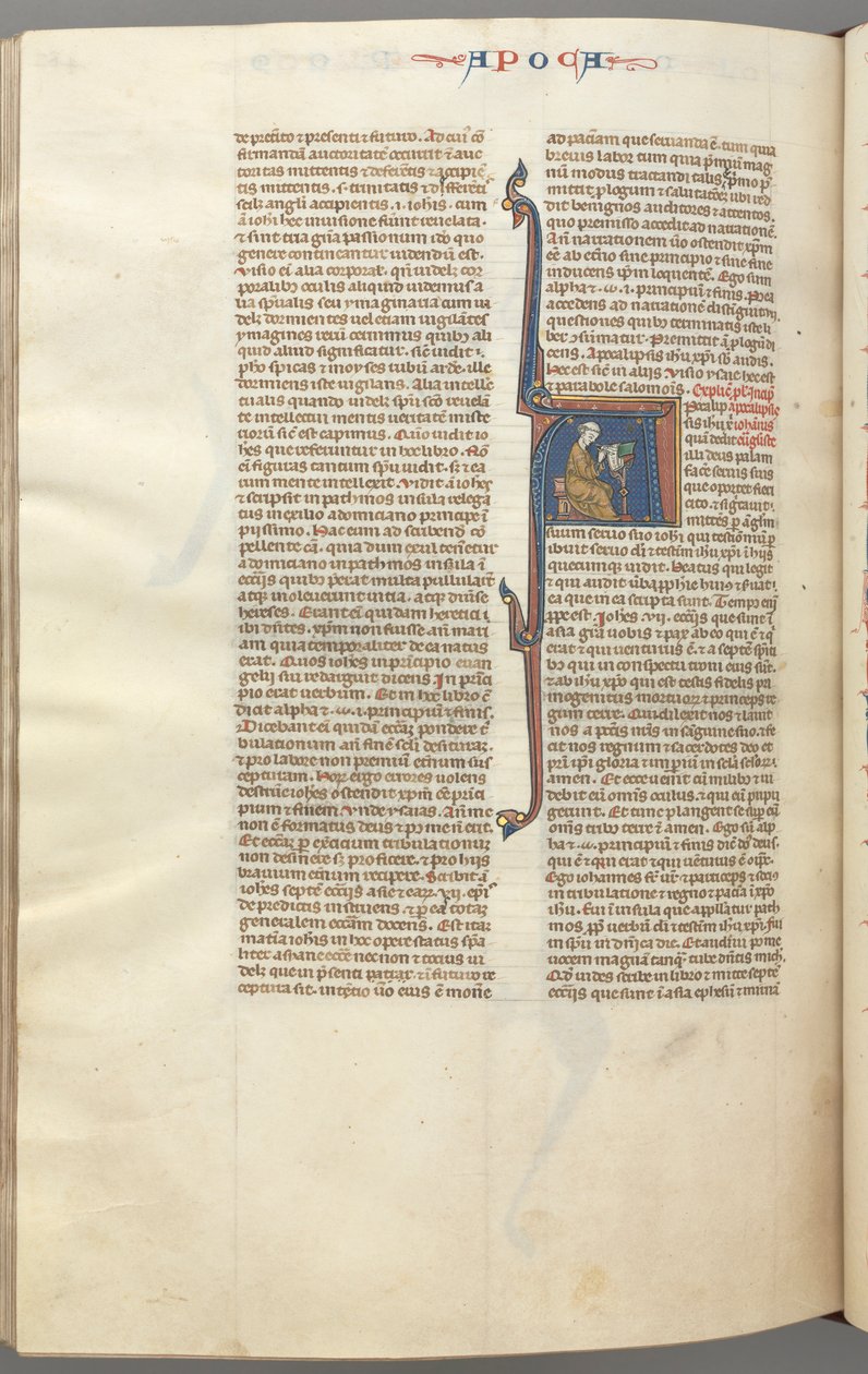 fol. 482v, Revelations, baş harfi A, John bir masada oturmuş..., c. 1275-1300. by Unbekannt