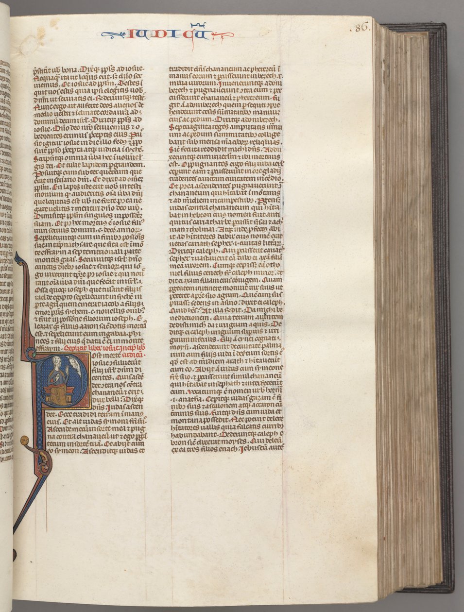 fol. 86r, Yargıçlar, baş harfi R, Yahuda Tanrı ile konuşan bir kitapla oturmuş, c. 1275-1300. by Unbekannt