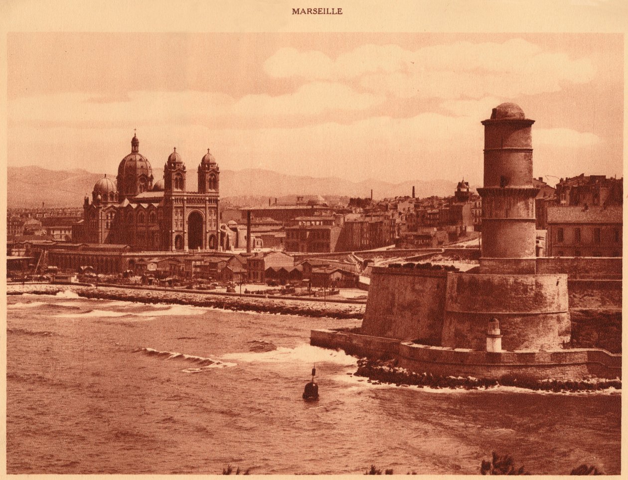 Fort St. Jean ve Katedral, Marsilya, 1930. by Unbekannt