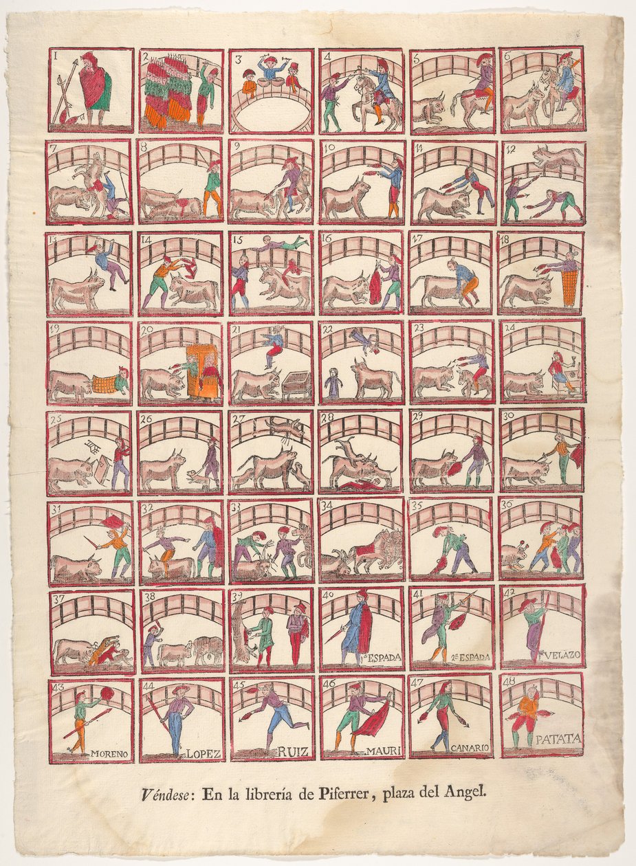 Kırk sekiz boğa güreşi manevrası ve ringden sahneler, ca. 1800-1850. by Unbekannt