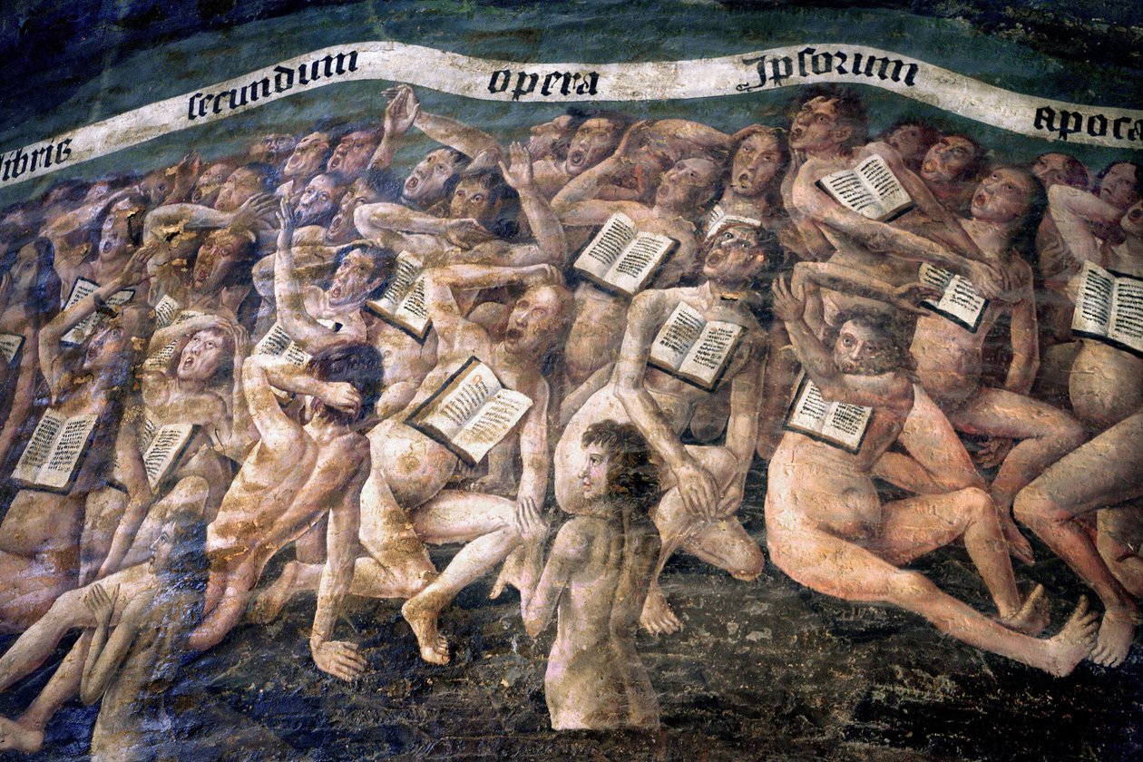 Fransa, Tarn, Albi, Cathedrale Sainte-Cecile, Son Yargının freski, - (1474-15. yüzyılın sonu), yeraltı dünyasına iniş, detay by Unbekannt