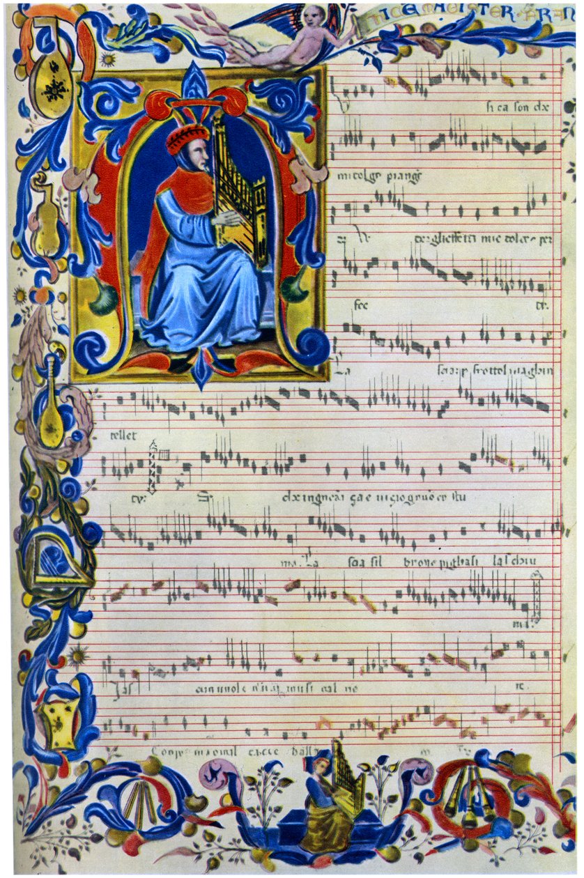 Francesco Landino portatif bir org çalıyor, 1325 - 1397 by Unbekannt