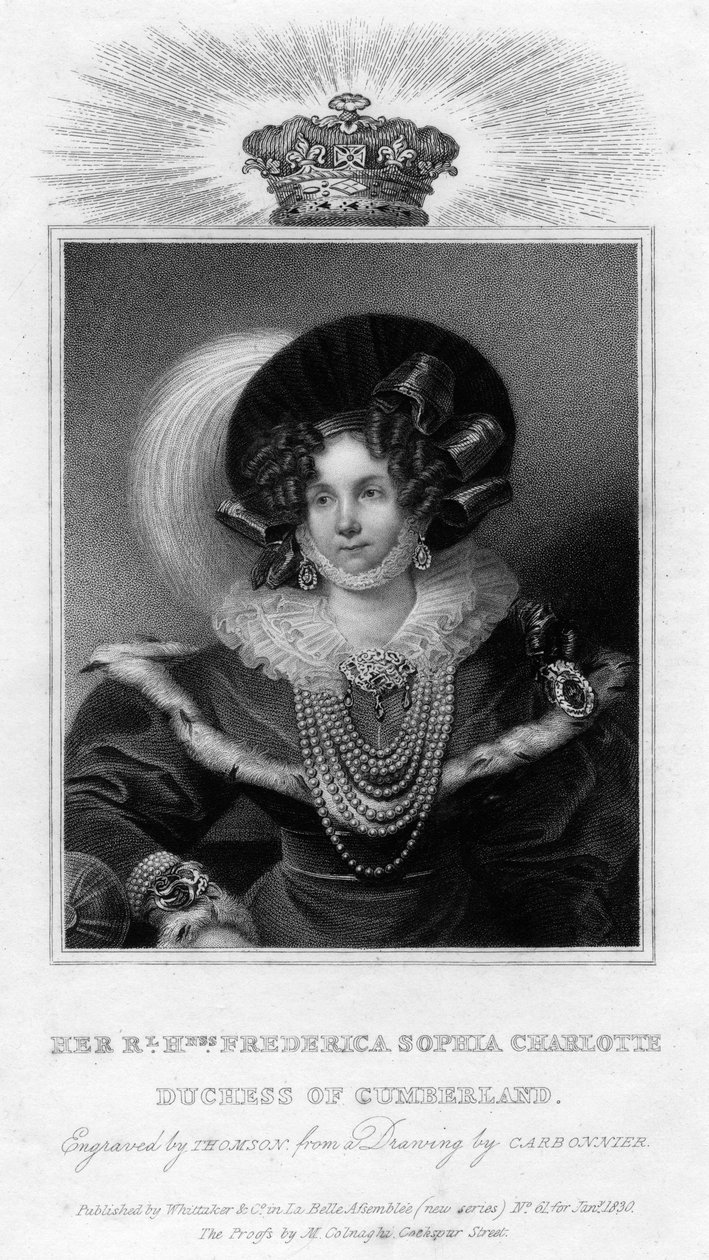Frederica Sophia Charlotte, Cumberland Düşesi, 1830 by Unbekannt