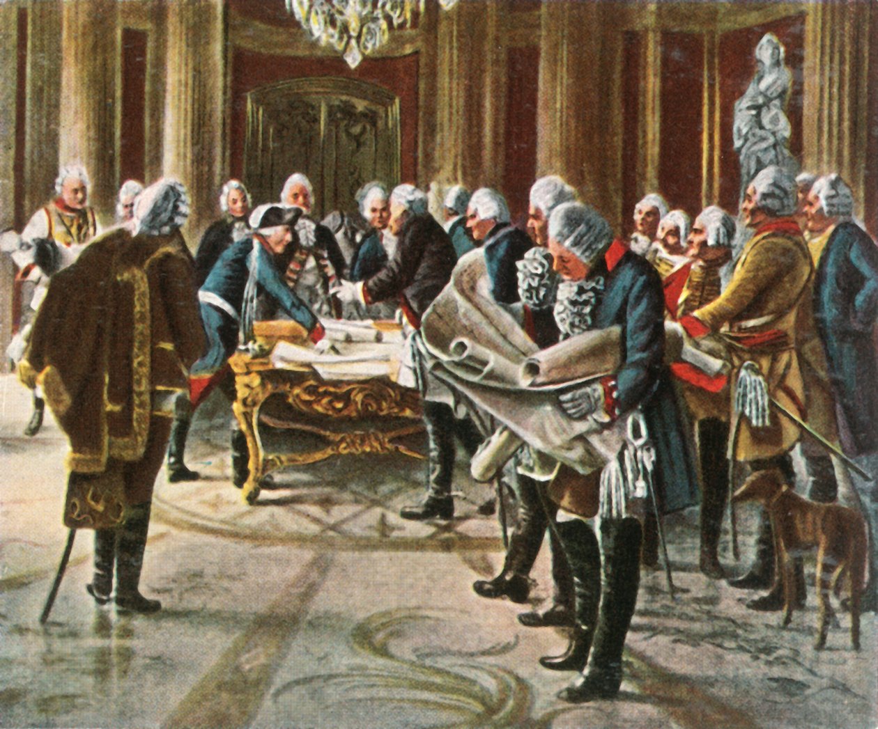 Büyük Frederick, Ağustos 1756, 1936'da generalleriyle bir savaş konseyi düzenliyor. by Unbekannt